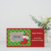 クリスマスオーナメントストッキングホリデーフォトカード シーズンカード (スタンド正面)