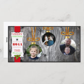 クリスマスオーナメントズオンウッドホリデイフォトカード シーズンカード (正面/裏面)