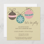 クリスマスオーナメントズホリデーパーティ招待状タン 招待状 (正面/裏面)