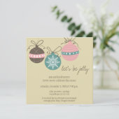 クリスマスオーナメントズホリデーパーティ招待状タン 招待状 (スタンド正面)