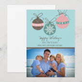 クリスマスオーナメントズホリデーフラットカードブルー シーズンカード (正面/裏面)