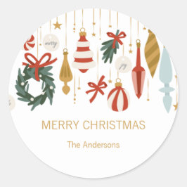 クリスマスオーナメントズメリークリスマスホリデー ラウンドシール