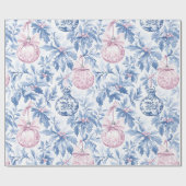 クリスマスオーナメントソフトブルーピンクトイル ラッピングペーパー (フラット)