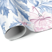 クリスマスオーナメントソフトブルーピンクトイル ラッピングペーパー (ロールコーナー)