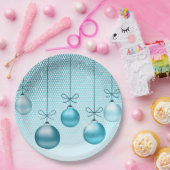 クリスマスオーナメントターコイズID251 ペーパープレート (パーティー)