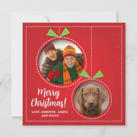クリスマスオーナメントツフォトフラットホリデーカード (正面)