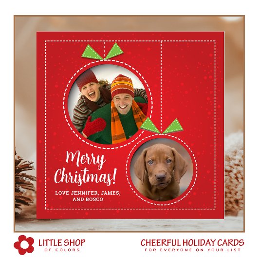 クリスマスオーナメントツフォトフラットホリデーカード