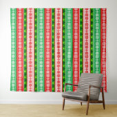 クリスマスオーナメントデザイン赤白グリーン タペストリー (インサイチュ(横))