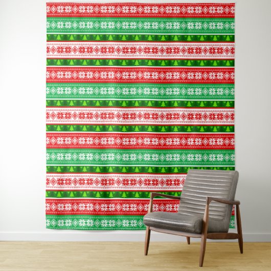 クリスマスオーナメントデザイン赤白グリーン タペストリー (インサイチュ)