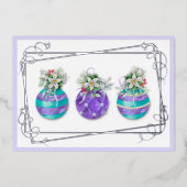 クリスマスオーナメントトリオ |ラベンダーフォイルカード 箔シーズンカード (正面)