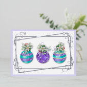 クリスマスオーナメントトリオ |ラベンダーフォイルカード 箔シーズンカード (立ち正面)