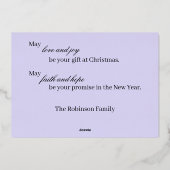 クリスマスオーナメントトリオ |ラベンダーフォイルカード 箔シーズンカード (裏面)