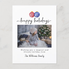 クリスマスオーナメントハッピーホリデー1枚エレガント写真 シーズンポストカード