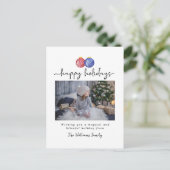 クリスマスオーナメントハッピーホリデー1枚エレガント写真 シーズンポストカード (スタンド正面)