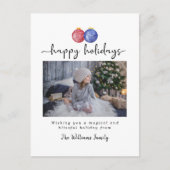 クリスマスオーナメントハッピーホリデー1枚エレガント写真 シーズンポストカード (正面)