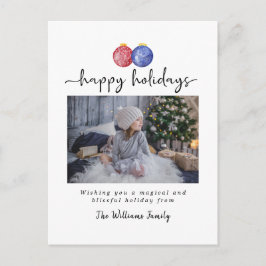 クリスマスオーナメントハッピーホリデー1枚エレガント写真 シーズンポストカード