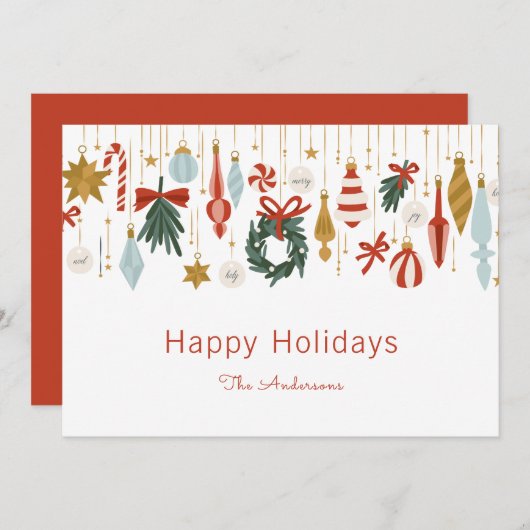 クリスマスオーナメントハッピーホリデー シーズンカード (正面/裏面)