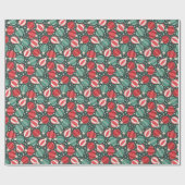クリスマスオーナメントバウブルレッドグリーン ラッピングペーパー (フラット)