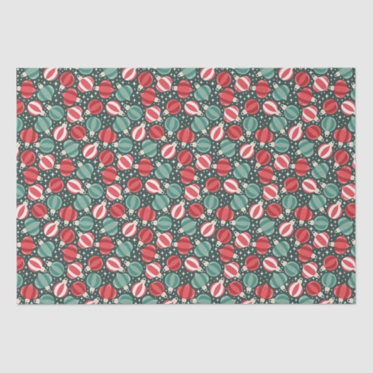 クリスマスオーナメントバウブルレッドグリーン 薄葉紙 (正面)