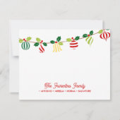 クリスマスオーナメントバンティング ファミリー ノートカード (正面)