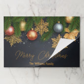 クリスマスオーナメントパインブランチ紙ランチョンマット ペーパーパッド (折り畳み)