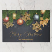 クリスマスオーナメントパインブランチ紙ランチョンマット ペーパーパッド (正面)