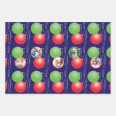 クリスマスオーナメントパターンファミリーフォトコラージュ ラッピングペーパーシート (正面2)