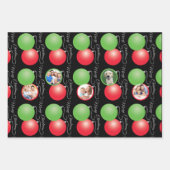 クリスマスオーナメントパターンファミリーフォトコラージュ ラッピングペーパーシート (正面)