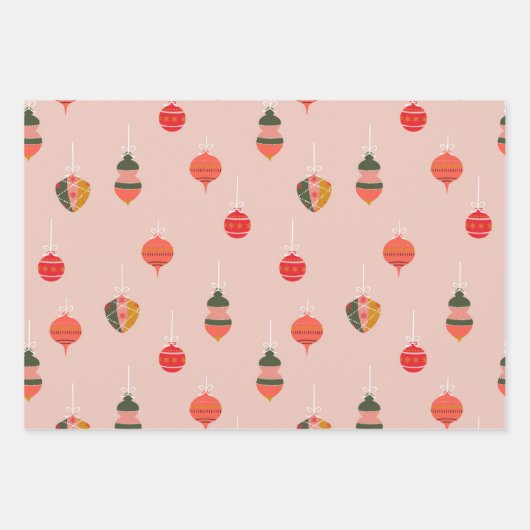 クリスマスオーナメントパターン ラッピングペーパーシート (正面)