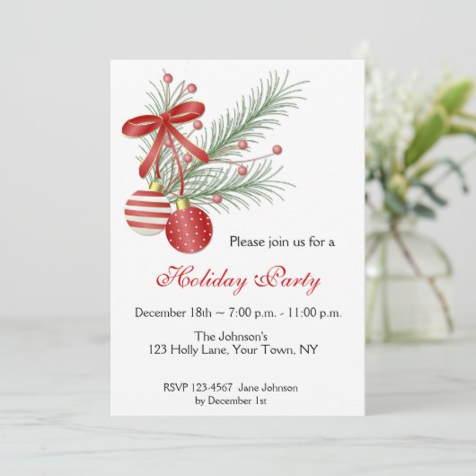 クリスマスオーナメントパーティの招待状 招待状 (スタンド正面)