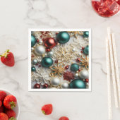 クリスマスオーナメントパール金ゴールドレッドビーズ スタンダードカクテルナプキン (インサイチュ)