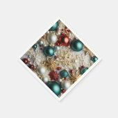 クリスマスオーナメントパール金ゴールドレッドビーズ スタンダードカクテルナプキン (角)