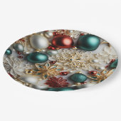 クリスマスオーナメントパール金ゴールドレッドビーズ ペーパープレート (アングル)