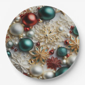 クリスマスオーナメントパール金ゴールドレッドビーズ ペーパープレート (正面)