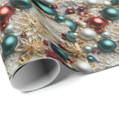 クリスマスオーナメントパール金ゴールドレッドビーズ ラッピングペーパー (ロールコーナー)