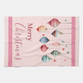 クリスマスオーナメントビクトリアンピンク キッチンタオル (横)