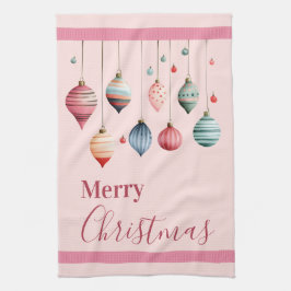 クリスマスオーナメントビクトリアンピンク キッチンタオル