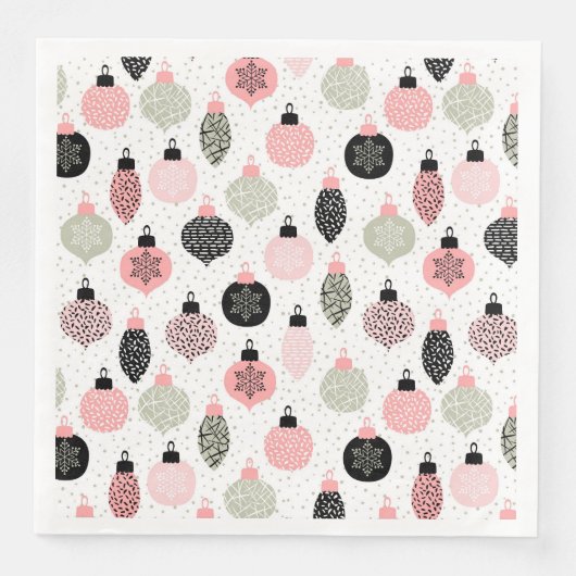 クリスマスオーナメントピンクと緑の白の背景 (正面)