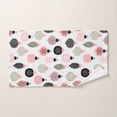 クリスマスオーナメントピンクと緑の白の背景 バスタオルセット (ハンドタオル)