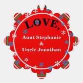 クリスマスオーナメントピンクレッドガールの名前 オーナメントカード (裏面)