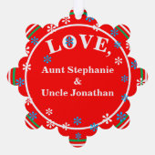 クリスマスオーナメントピンクレッドガール名 オーナメントカード (裏面)