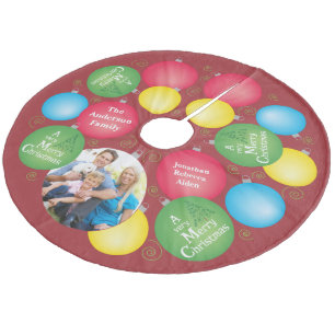 クリスマスオーナメントファミリ写真 フリース ツリースカート