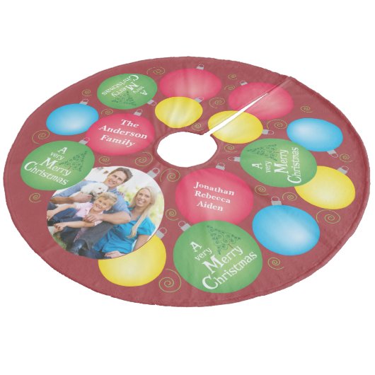 クリスマスオーナメントファミリ写真 フリース ツリースカート (アングル)