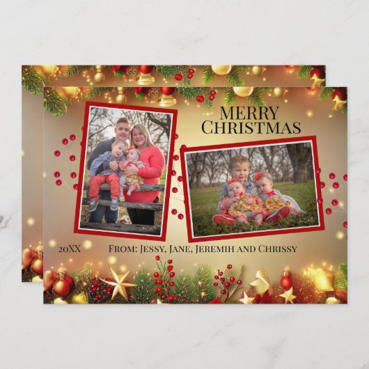 クリスマスオーナメントフォトカード シーズンカード (正面/裏面)