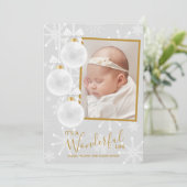 クリスマスオーナメントフォトベビーの誕生発表 シーズンカード (スタンド正面)