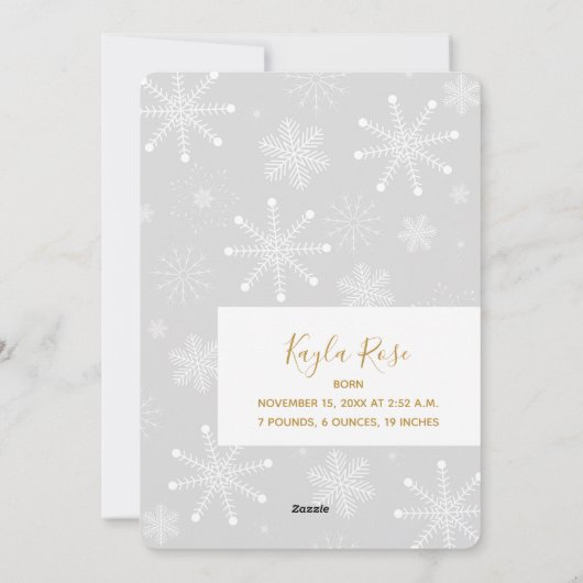 クリスマスオーナメントフォトベビーの誕生発表 シーズンカード (裏面)