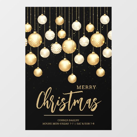 クリスマスオーナメントブラックと金ゴールド ウィンドウサイン (シート)