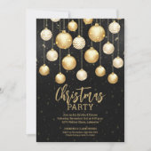 クリスマスオーナメントブラックと金ゴールド 招待状 (正面)