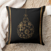 クリスマスオーナメントブラック&ゴールデンスクエア クッション (ブランケット)