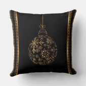 クリスマスオーナメントブラック&ゴールデンスクエア クッション (裏面)